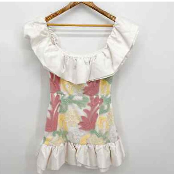 Markarian Dress Mini Ruffled Floral Off the Shoulder Pastel Grace size 2 - Picture 5 of 8